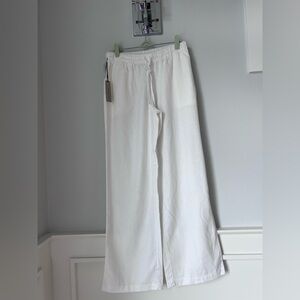 Babaton linen blend  White Elastic Waist Pants